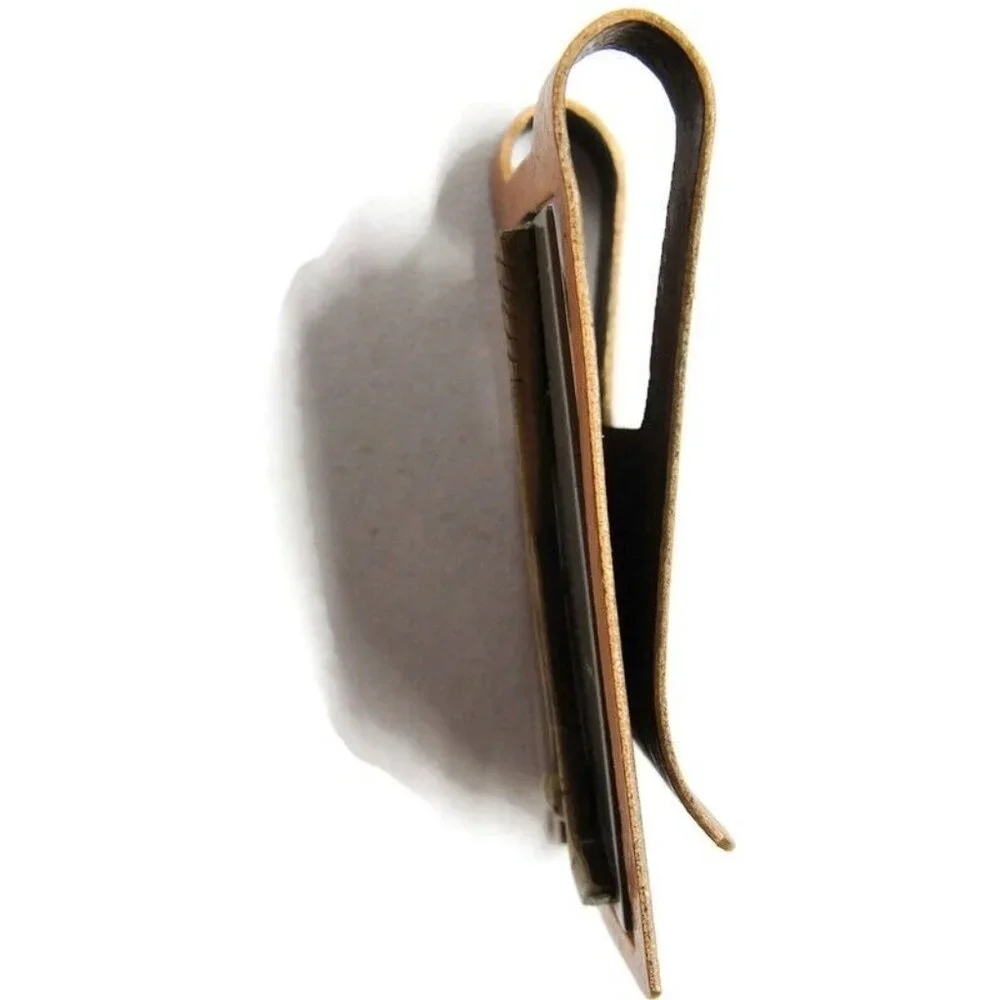 Golf Clubs Brass Tone, Copper Tone & Grey Money Clip Stainless Steel Wallet
